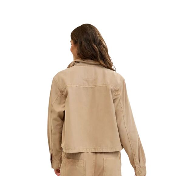 Aerie Womens size XL Canvas Button Up Lifestyle Academia Cropped Chore Jacket - Picture 3 of 9